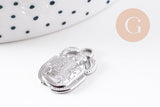 Pendentif Scarabée Egyptien acier 304 inoxydable IP platine 20.5mm, x1 (G10080)