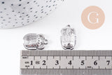 Pendentif Scarabée Egyptien acier 304 inoxydable IP platine 20.5mm, x1 (G10080)