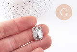 Pendentif Scarabée Egyptien acier 304 inoxydable IP platine 20.5mm, x1 (G10080)