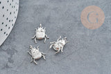 Pendentif Scarabée laiton platine 17mm, x1 (G9056)