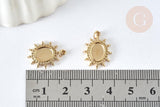 Pendentif Soleil pour cabochon ovale acier 304 inoxydable doré IP 18mm , x1 (G8032)