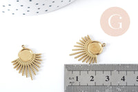 Pendentif Support cabochon soleil acier 304 inoxydable doré 25.5mm, x1 (G8933)