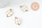 Pendentif Trèfle à 4 feuille zamac doré émail blanc 18mm, x2 (G5497)
