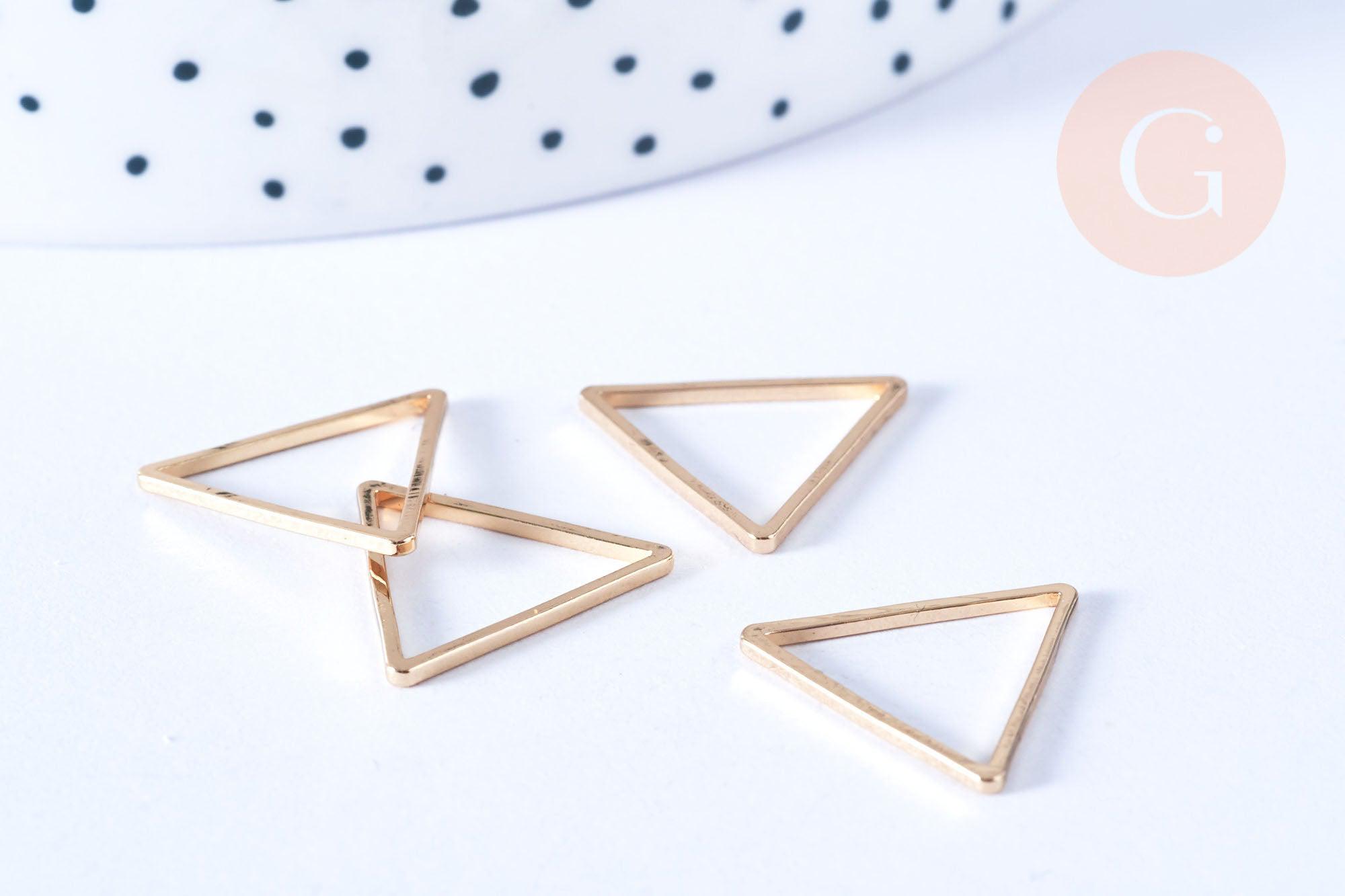 Pendentif Triangle laiton brut 15mm, création bijoux géométriques dorés, x 5 G6556