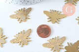 Pendentif abeille 36mm acier inoxydable doré, breloque doré, acier inoxydable doré, pendentif sans nickel, x1 (G6021)