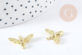 Pendentif abeille laiton doré 19mm, x2 (G1466)