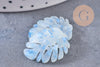 Pendentif acétate feuille monsterosa bleue,perles plastique,connecteur feuille plastique, 27mm, x2 (G4217)
