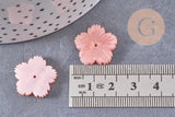 Pendentif acétate fleur rose paillettes,perles plastique,bijou fleur plastique, 20mm x5 (G4013)