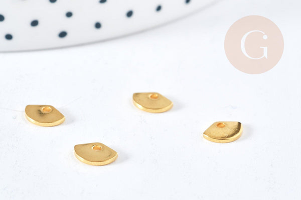 Pendentif acier 201 inoxydable dore éventail 7.5mm, x5 (G8820)