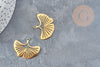 Pendentif acier 304 inoxydable doré feuille gingko 23mm, x1 (G6129)