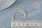 Pendentif acier argenté lune et étoiles 31mm, x1 (G8189)