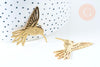 Pendentif acier doré 18K oiseau colibri 39.5mm, x1 (G6335)