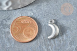 Pendentif acier inoxydable argenté lune 16mm, x 5 (G7508)