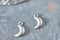 Pendentif acier inoxydable argenté lune 16mm, x 5 (G7508)