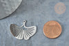 Pendentif acier inoxydable platine feuille gingko 23mm, x1 (G7610)