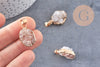 Pendentif agate blanche druzy, pendentif pierre, support doré, pierre naturelle,30mm, x1 (G1482)