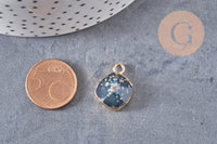 Pendentif agate bleue pendentif pierre, agate naturelle, support doré, création bijoux, pierre naturelle, 17-22mm, x1, G2746