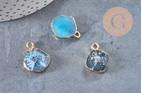 Pendentif agate bleue pendentif pierre, agate naturelle, support doré, création bijoux, pierre naturelle, 17-22mm, x1, G2746