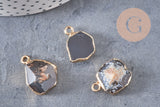 Pendentif agate noire, pendentif pierre, agate naturelle, support doré, création bijoux, pierre naturelle, 17-22mm, x1, G1897