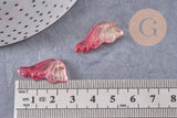 Pendentif aile verre rose fuchsia or 24.5mm ,pendentif verre ,x10 (G5832)