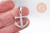 Pendentif ancre acier 304 inoxydable platine 27mm, x1 (G10377)