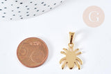 Pendentif araignée acier doré 304 inoxydable 16mm, x1 (G8728)