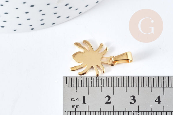 Pendentif araignée acier doré 304 inoxydable 16mm, x1 (G8728)