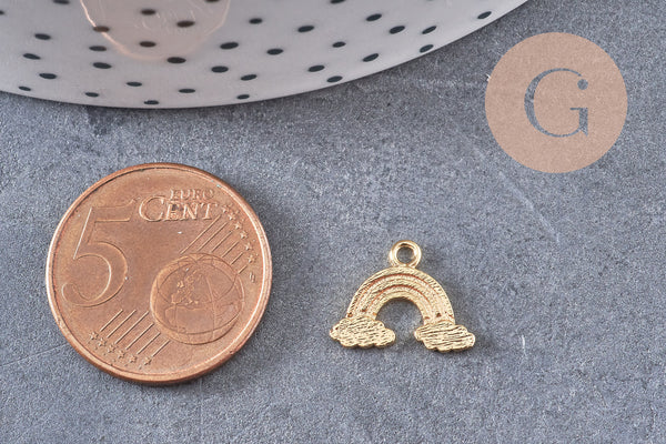 Pendentif arc-en-ciel laiton doré 18k 10.5mm,Pendentif doré pour création de bijoux, x1 (G5983)
