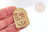 Pendentif arche visage laiton brut 40x30x1mm, x1 (G8884)