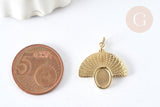 Pendentif avec support cabochon rond acier inoxydable 304 doré IP 20mm, x1 (G7565)