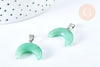 Pendentif aventurine verte lune acier inoxydable 18-19mm, pendentif pierre acier inoxydable, bijou pendentif pierre naturelle, x1 (G6997)