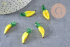 Pendentif banane fruit verre artisana tchèque 25mm,x5 (G2966)