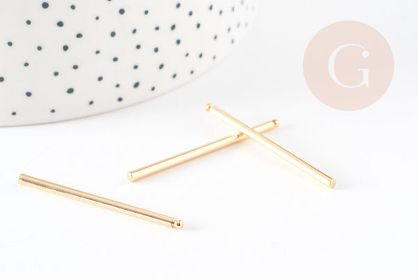 Pendentif barre ronde laiton doré 14K 40mm, x10 (G3380)