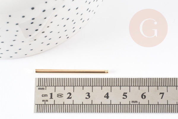 Pendentif barre ronde laiton doré 14K 40mm, x10 (G3380)