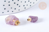 Pendentif bouteille parfum améthyste naturelle acier 304 inoxydable doré 27.5mm, x1 (G3928)