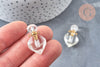 Pendentif bouteille parfum cristal de roche naturel laiton doré 27mm, x1 (G6736)