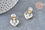 Pendentif bouteille parfum cristal de roche naturel laiton doré 27mm, x1 (G6736)