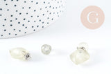 Pendentif bouteille parfum quartz citron naturel laiton platine 27mm, x1 (G9105)