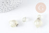 Pendentif bouteille parfum quartz citron naturel laiton platine 27mm, x1 (G9105)
