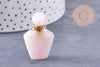 Pendentif bouteille parfum quartz rose naturel acier inoxydable doré 39mm, x1 (G3012)