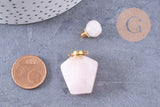 Pendentif bouteille parfum quartz rose naturel acier inoxydable doré 39mm, x1 (G3012)