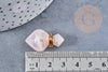 Pendentif bouteille parfum quartz rose naturel laiton 27mm, x1 (G8633)