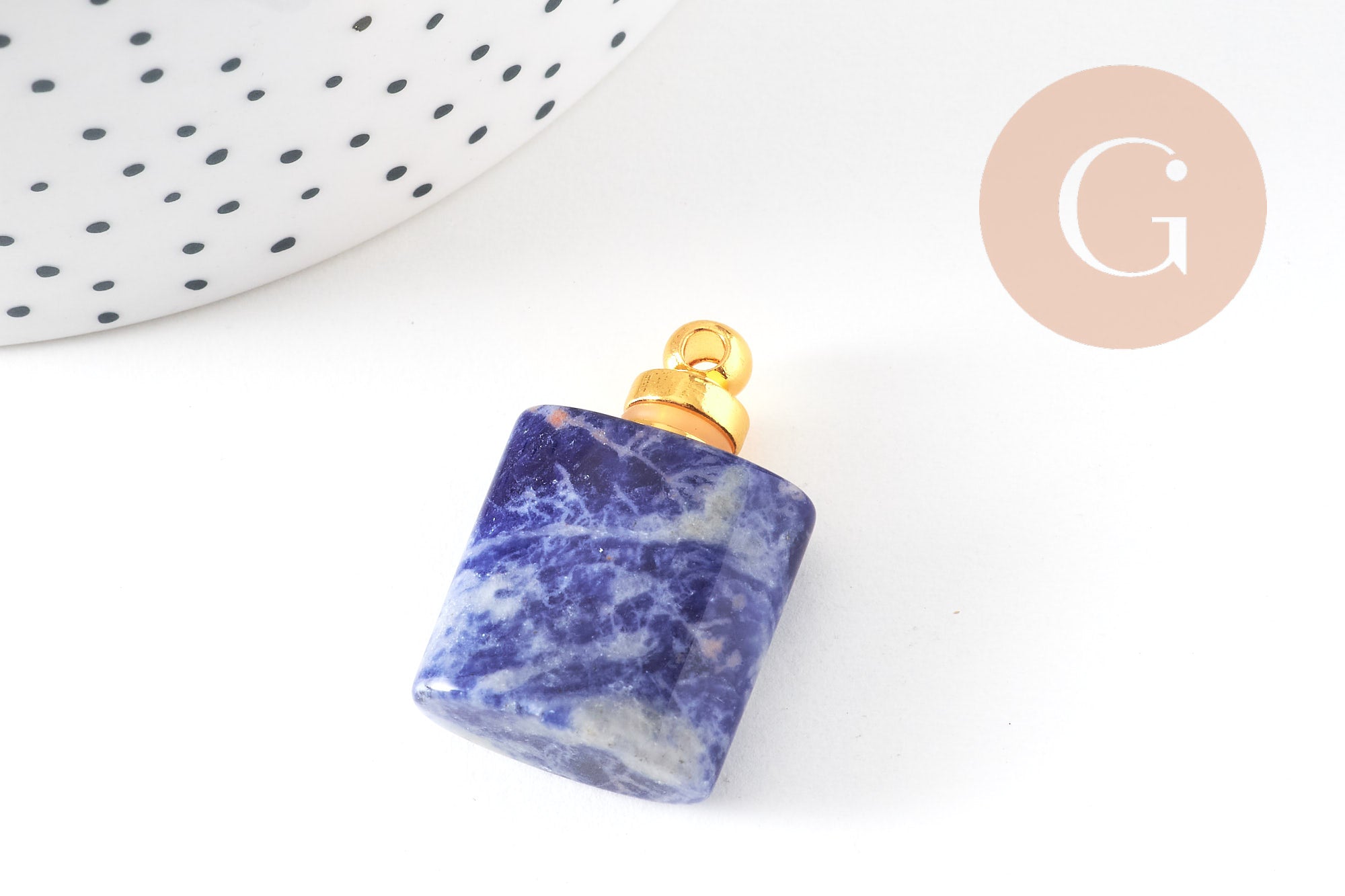 Pendentif bouteille parfum sodalite naturelle 33mm, x1 (G2879)