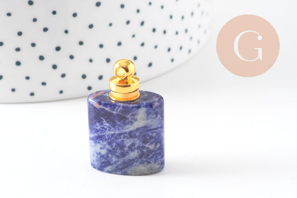 Pendentif bouteille parfum sodalite naturelle 33mm, x1 (G2879)