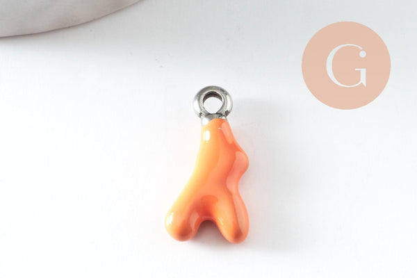 Pendentif branche de corail acier 304 inoxydable platine multicolore 18.5mm, x1 G9811