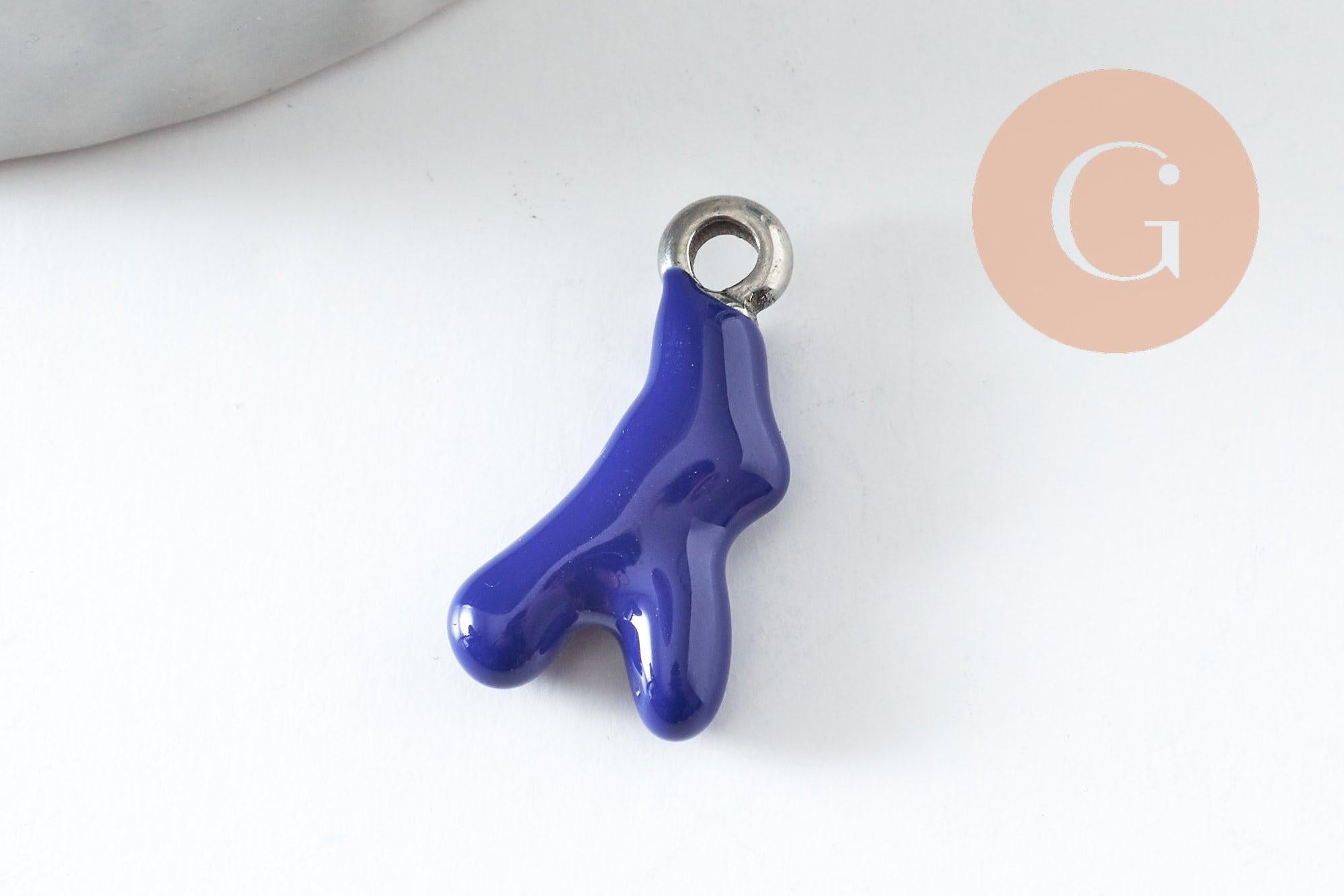 Pendentif branche de corail acier 304 inoxydable platine multicolore 18.5mm, x1 G9811