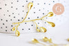 Pendentif branche feuille laiton 46mm,breloque laiton brut, bijou laiton,feuille dorée pour création bijoux, x1 (G6279)