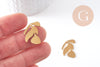 Pendentif branche feuille laiton,breloque laiton brut,feuille laurier bijoux,pendentif laiton brut 21.5x15mm, x2 (G3238)