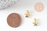 Pendentif breloque étoile zamac doré 11.5mm, x5 (G5593)