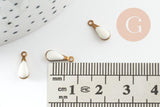 Pendentif breloque goutte laiton brut émail blanc 11mm, x10 (G0808)